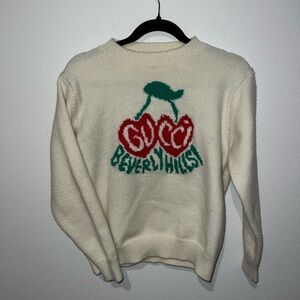 Cream sweater with Red and Green design size M